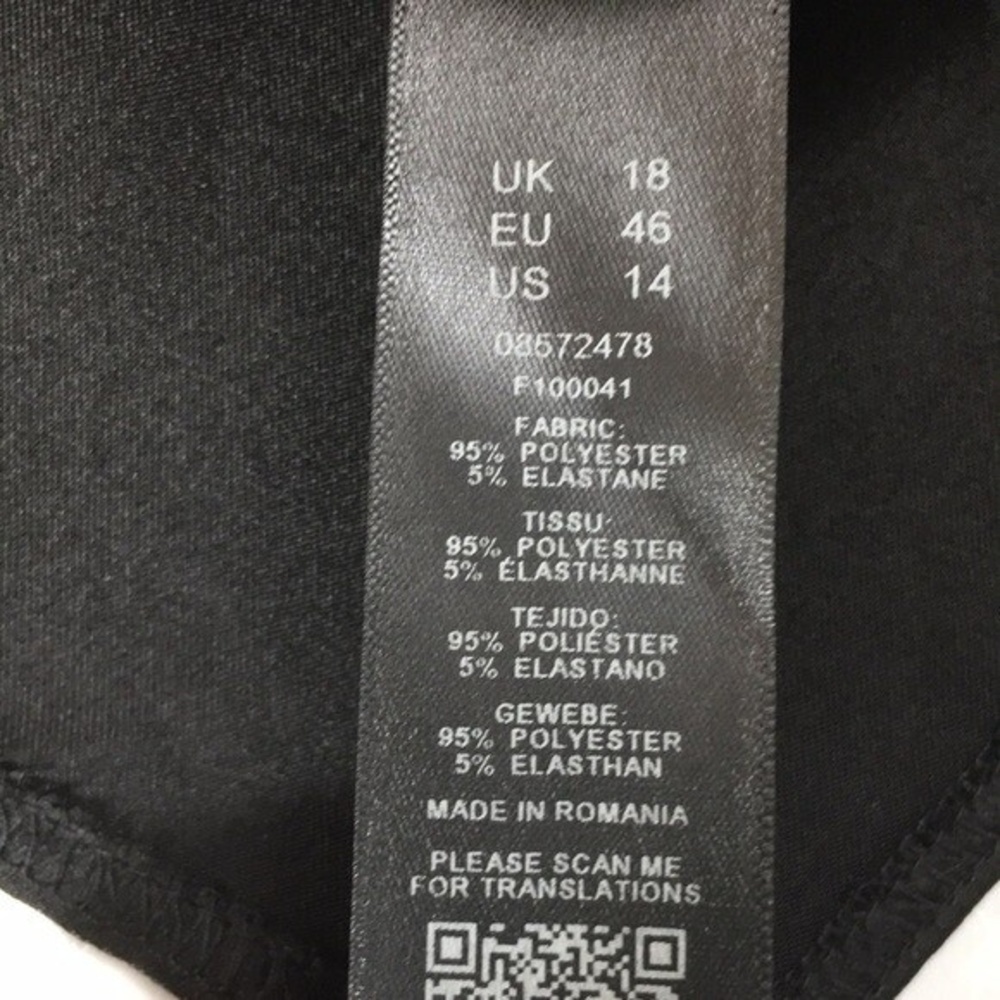 Asos‎ Black Wrap Back Top Womens 14 Dolman Long Sleeve Tee Open Split Back - Picture 8 of 12